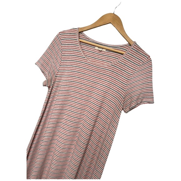 Madewell Swingy Tee Sacramento Striped Scoop Neck Short Sleeve Red Blue Dress M - Picture 4 of 16